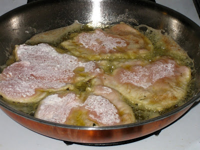 Brown cutlets dredged in flour