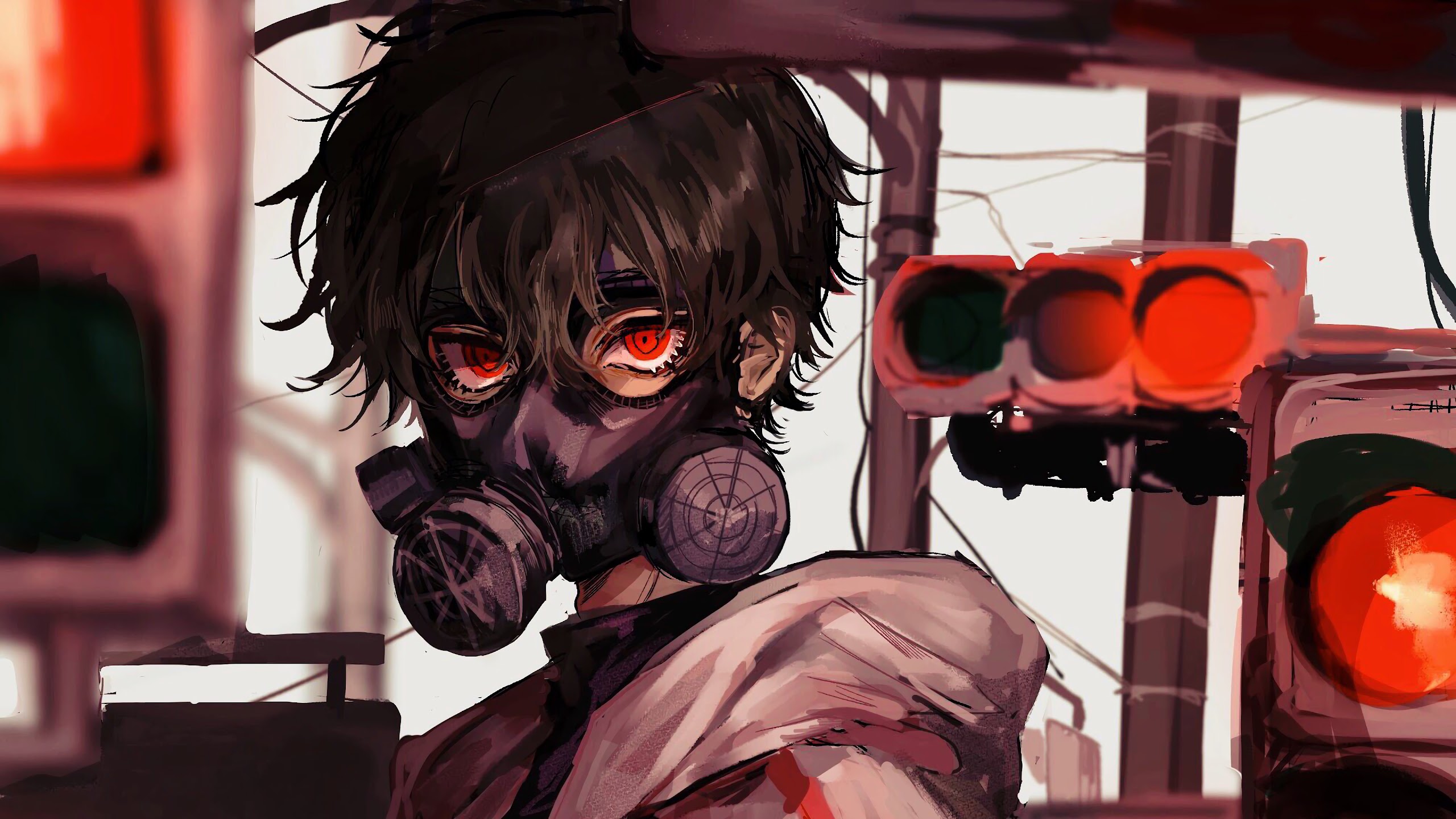 Anime Gas Mask Red Eye 4k 3840x2160 Wallpaper 33