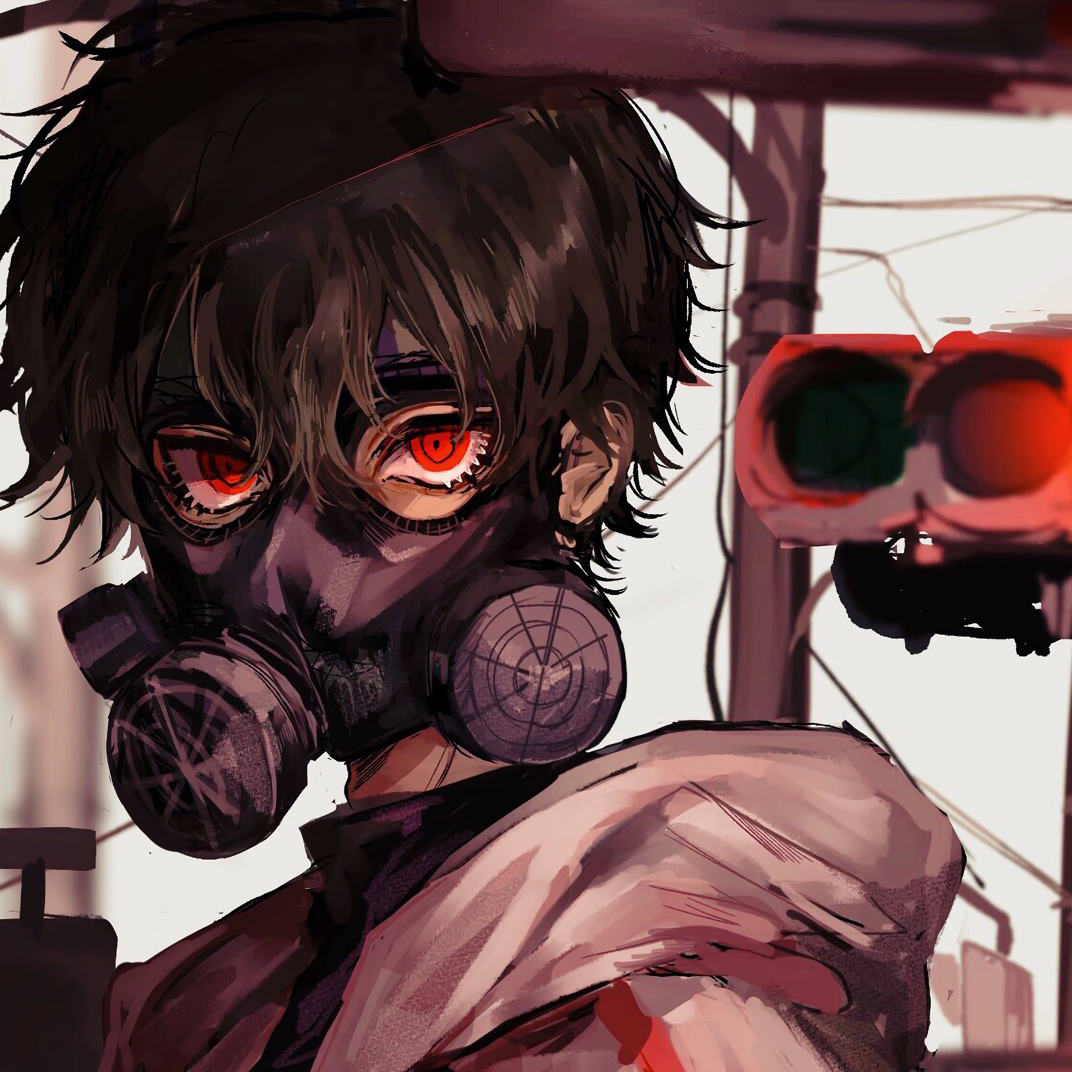 Anime, Gas Mask, Red Eye, 4K, 3840x2160, #33 Wallpaper