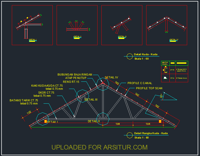  Detail  Kuda kuda Atap Baja Ringan 1 Contoh Gambar AutoCAD