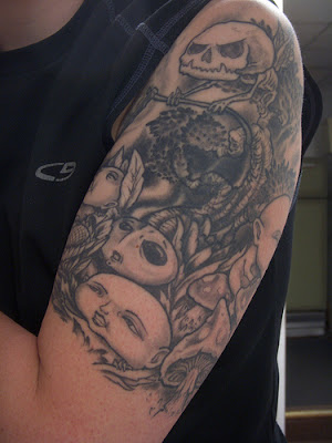 Although not restricted to men a full arm sleeve tattoo is not very common 