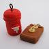 Rare red mail post box with brown little package charm duo!