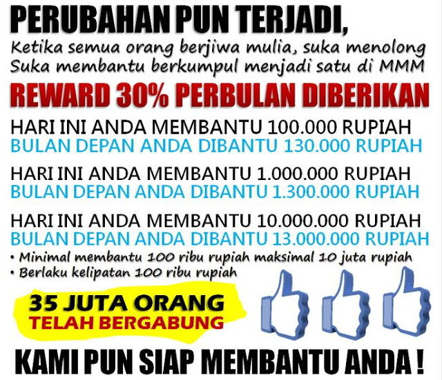 reward 30% perbulan diberikan