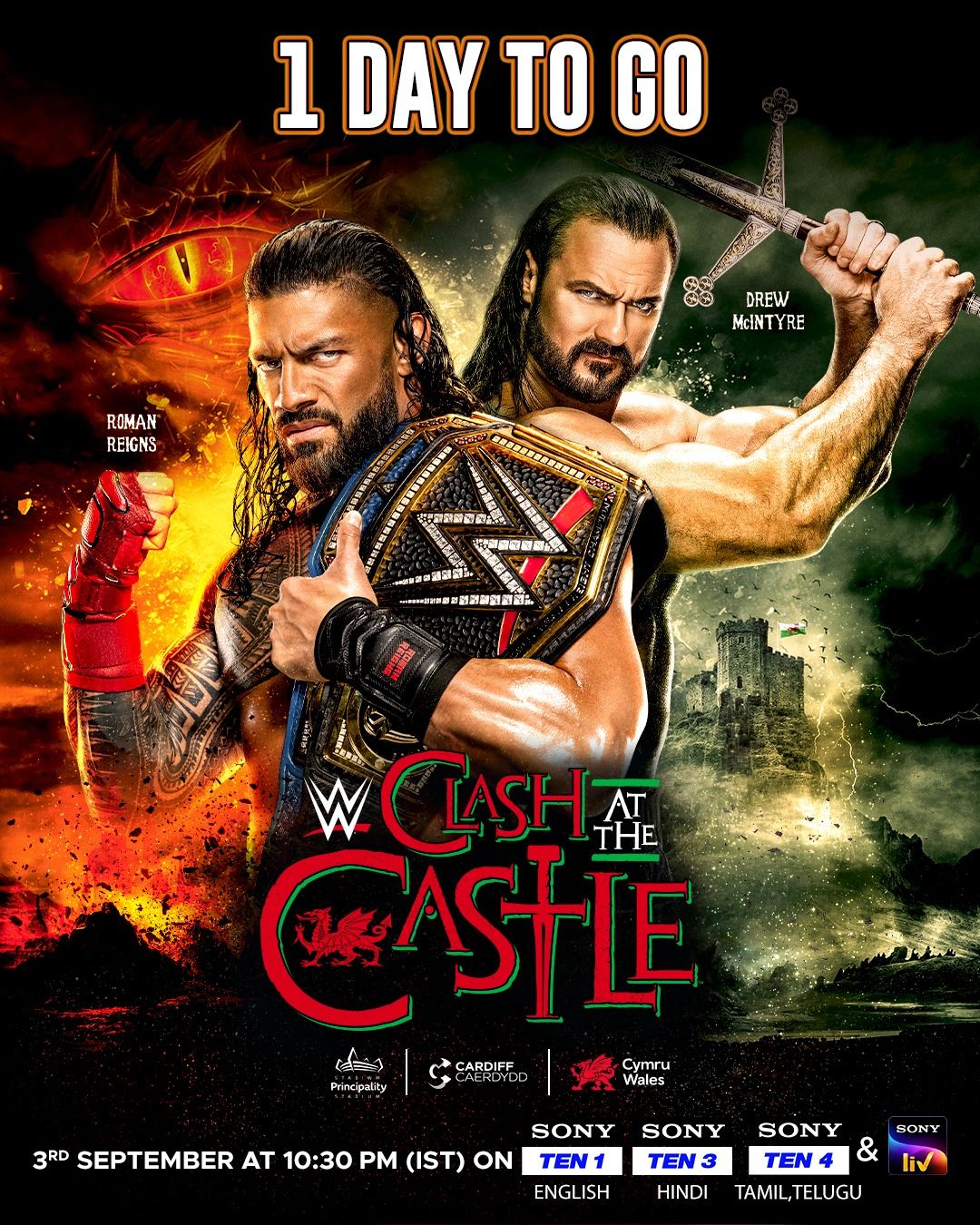 Roman Reigns Vs Drew McIntyre WWE Poster