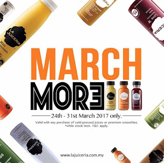 La Juiceria March More Buy 1 Free 1 Promotion (24 March - 31 March 2017)