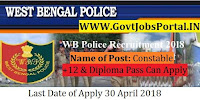 West Bengal Police Recruitment 2018-Constable