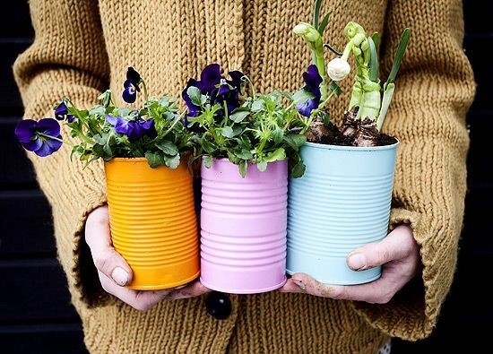 flower pot ideas on pinterest Painted Tin Can Flower Pots | 550 x 395