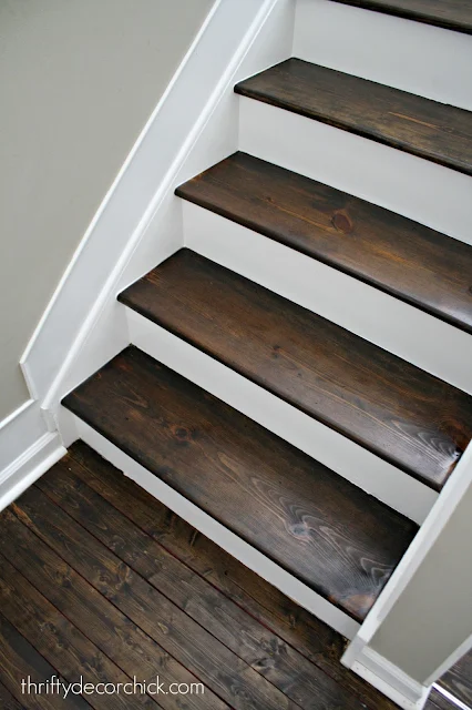 Wood steps white risers