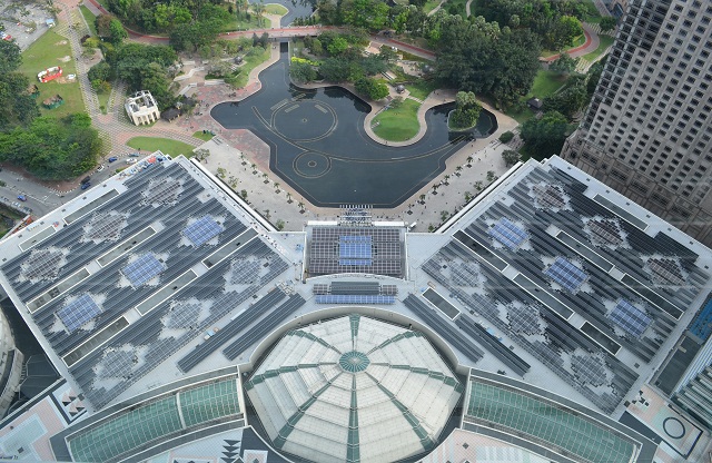 Petronas Solar PV Panels design pattern from the top of KLCC