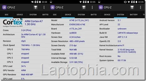 CPU-Z Evercoss Winner T+ Compo