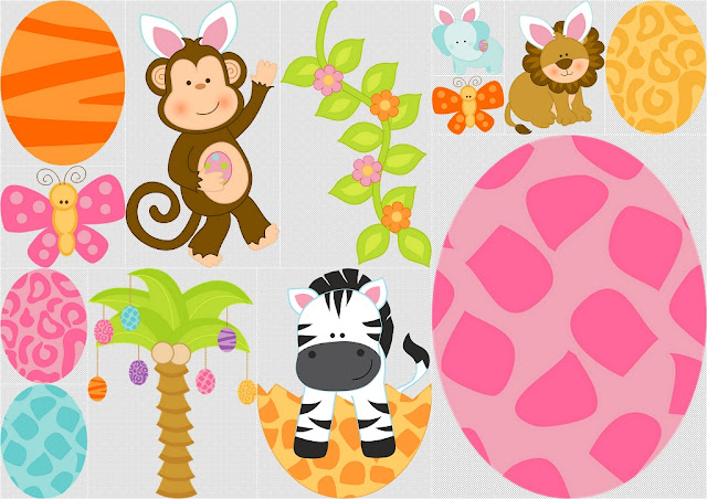 Clipart de Animales Bebés Celebrando Pascua.