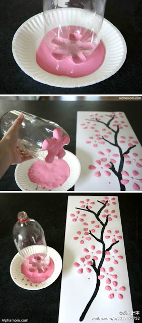 Reciclatex Cómo pintar flores de cerezo con una botella