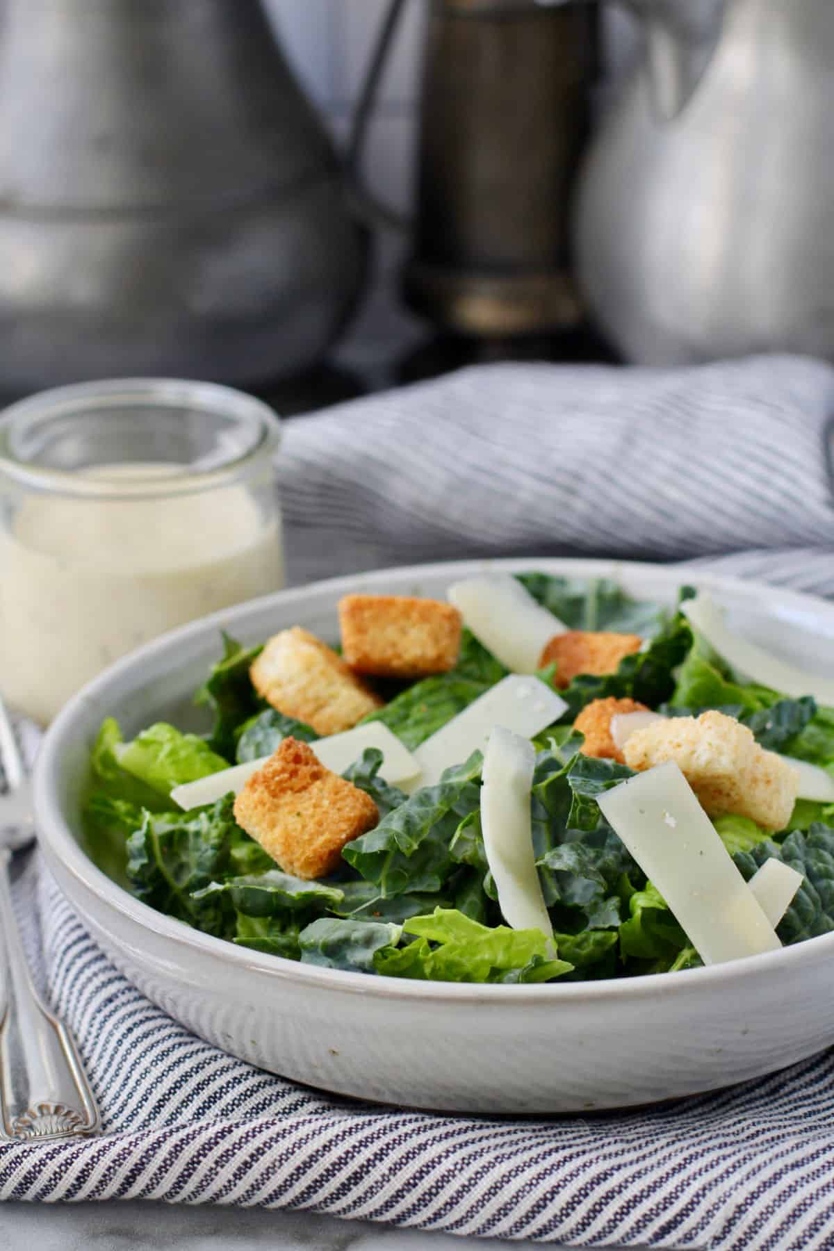 Kale Caesar Salad in bowls.