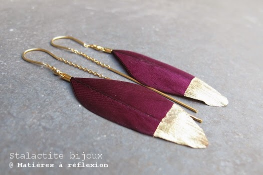 Boucles plume Stalactite bijoux