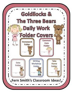  Student Binder Covers - Goldilocks and the Three Bears Student Work Folder Cover