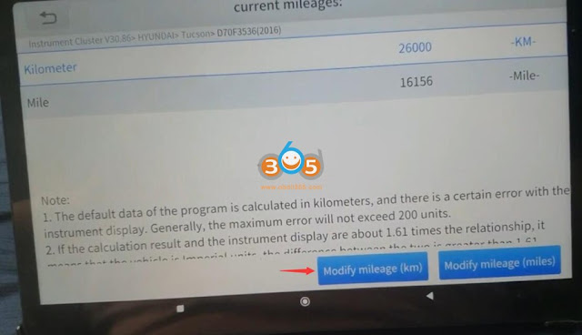 Xtool A30M Change Hyundai Tuscon 2020 Mileage by OBD 10