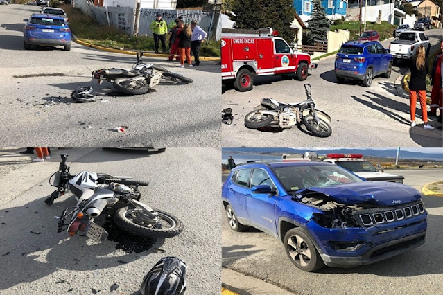 Choque en Ushuaia un motociclista lesionado