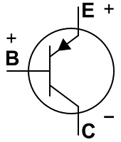 Diagrama de polaridad de un transistor NPN