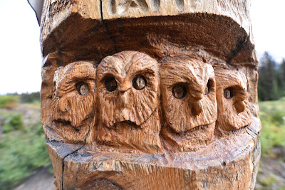 Owl carving Great Trail arch to BC.