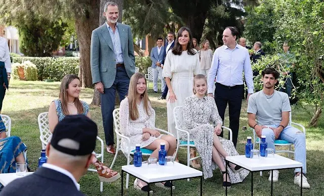 Princess Leonor wore a new Adaria shirt dress by Polín et Moi. Infanta Sofia wore a  new micro dot mini dress by  Zara