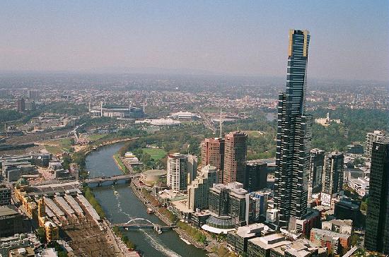 Skyline Melbourne dari selatan, Australia.
