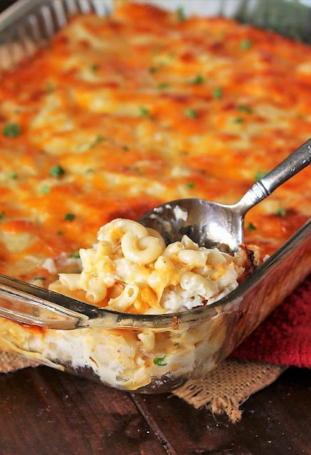 Pan of 2-Cheese Baked Macaroni and Cheese Image