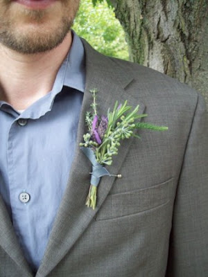 Ann Arbor Wedding Flowers Cobblestone Farms Boutonniere Herbs Lavender, rosemary, eucalyptus, Thyme, Groom, Groomsmen, Farm outdoor wedding once wed anthropology sweet pea floral design