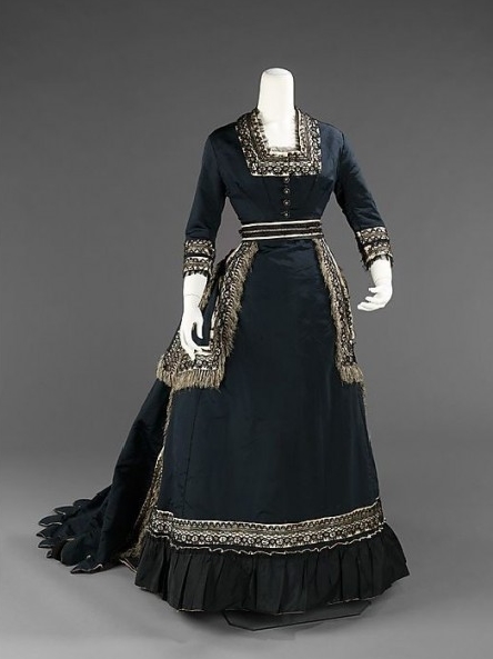 Navy Blue Victorian Mourning Dress