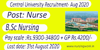 Nursing jobs Central University Odisha