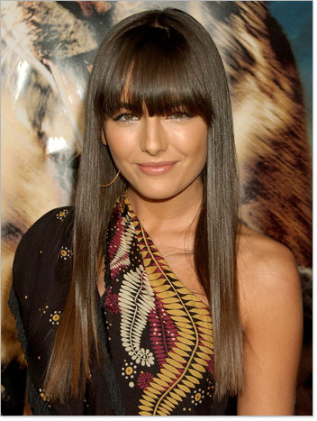 medium hairstyle with bangs. long haircuts with angs and