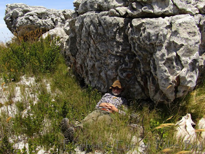 U3A  hiker resting in comfort above Scarborough