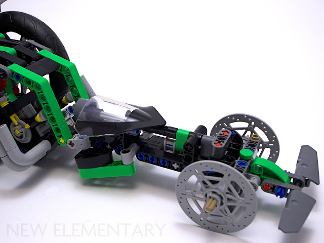 a close up of the central chasis of the lego dragster