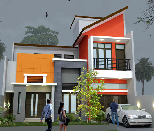 Contoh rumah minimalis warna orange