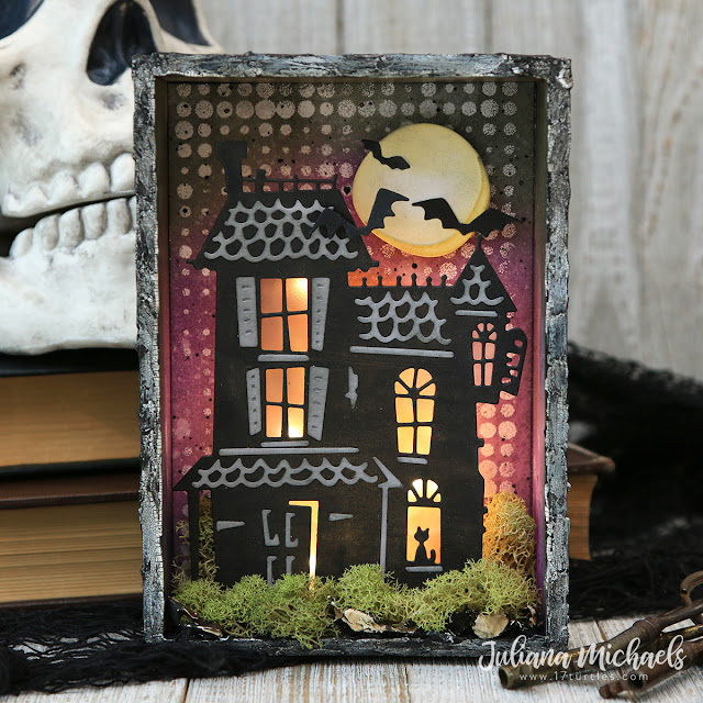 Halloween Haunted House Vignette by Juliana Michaels featuring Tim Holtz Sizzix Haunted Thinlits Die