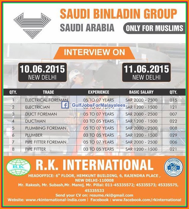 KSA Large Job Vacancies Attractive Salary