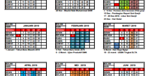 Kalender Pendidikan Tahun Pelajaran 2018/2019 Provinsi Kalimantan Timur
