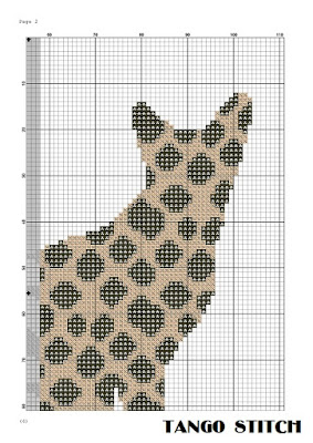 Cheetah print cat cross stitch pattern