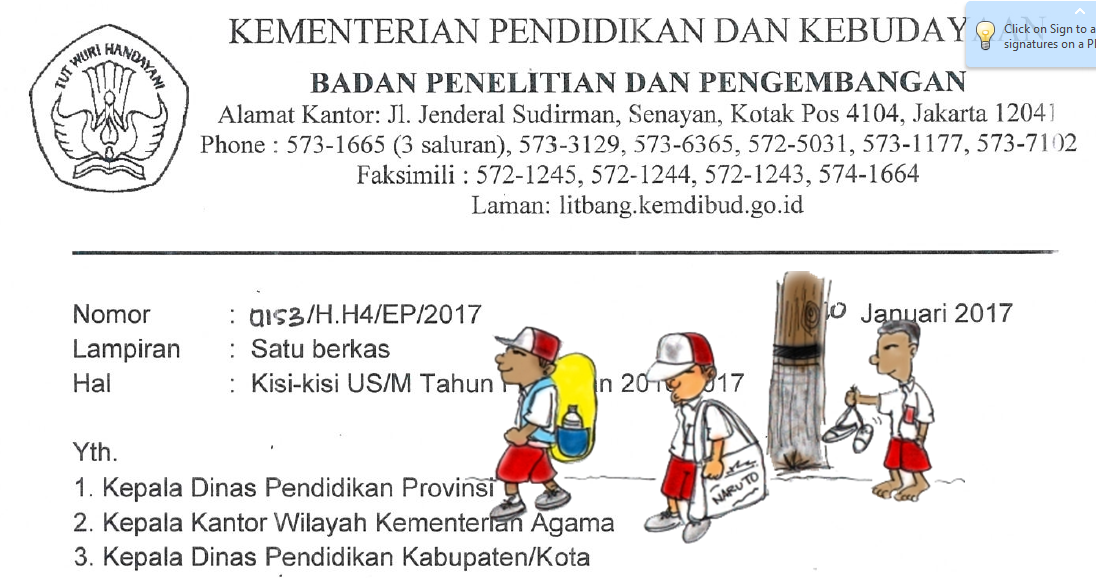 Kisi-Kisi Ujian Sekolah US/M Tahun 2017 SD/MI