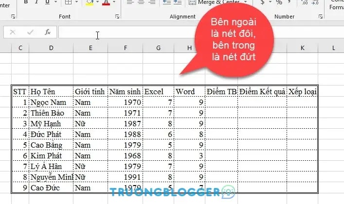 Cách tạo khung viền trong Excel cực kỳ nhanh chóng, đơn giản