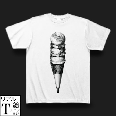 イラストTシャツ　リアルイラストTシャツ　アイスクリームのイラストTシャツ