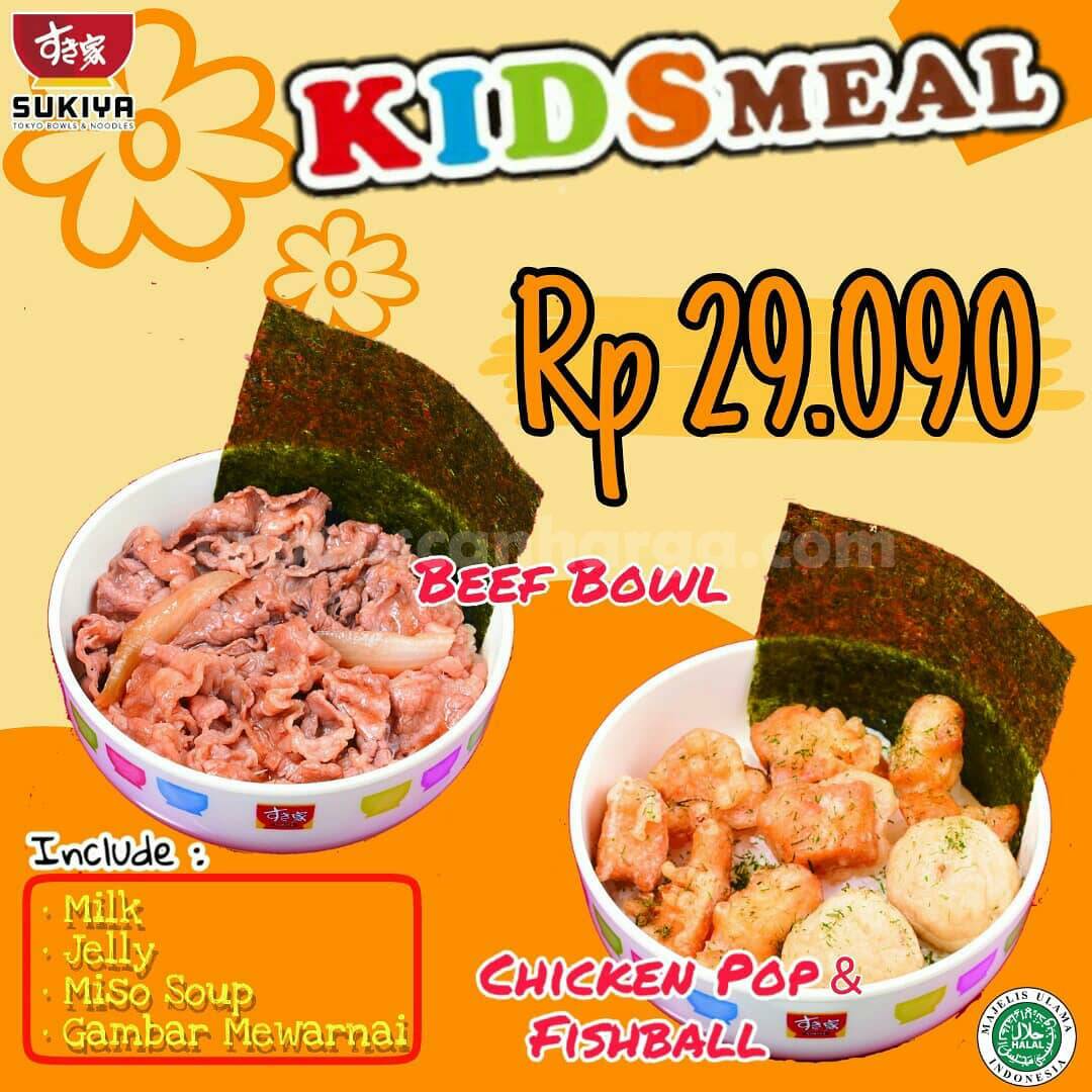 SUKIYA harga menu KIDS MEAL cuma Rp 29.090