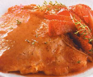 RECETA COCINA CHULETAS DE CERDO CON FRESAS MARINADAS EN VINO TINTO