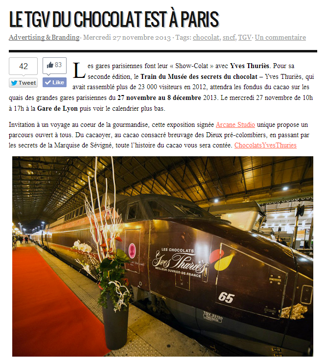  Le TGV du chocolat est à Paris