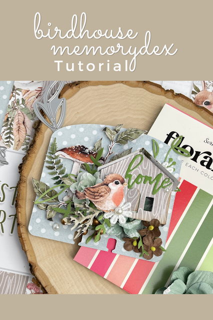 Create a fun little birdhouse using the Tim Holtz paper village die and P13's Forest Tea Party collection.