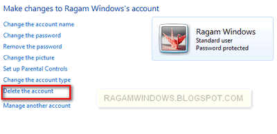 Delete account windows 7