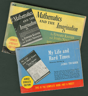 Armed services editions of "Mathematics and the Imagination" and "My Life and Hard Times."