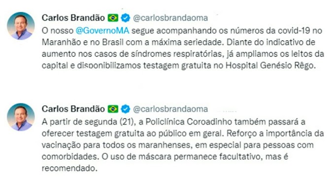 SAÚDE - Carlos Brandão amplia leitos de UTI e testagem gratuita contra a COVID-19