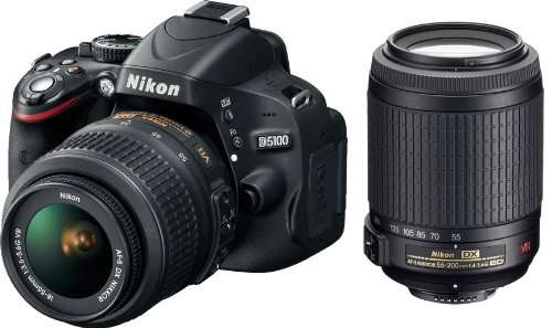 Nikon D5100 Digital SLR Camera & 18-55mm G VR DX AF-S Zoom Lens with 55-200mm VR DX Lens