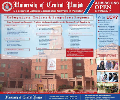 ucp spring admissions 2017