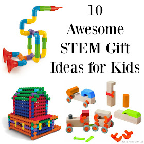 10 awesome STEM gift ideas for kids from a science teacher!  This gift guide includes recommended ages and a little bit about what STEM skills kids are learning with each of the gifts. 